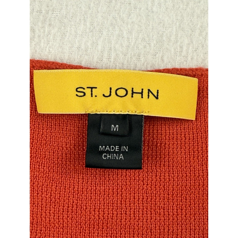 St John Orange V Neck Top Sleeveless Tank Sweater Knit 100% Wool Size M - Picture 3 of 10